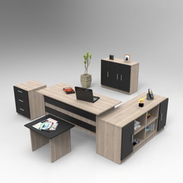 Hanah Home Vo16-Ob Conjunto de Muebles de Oficina Roble y Negro